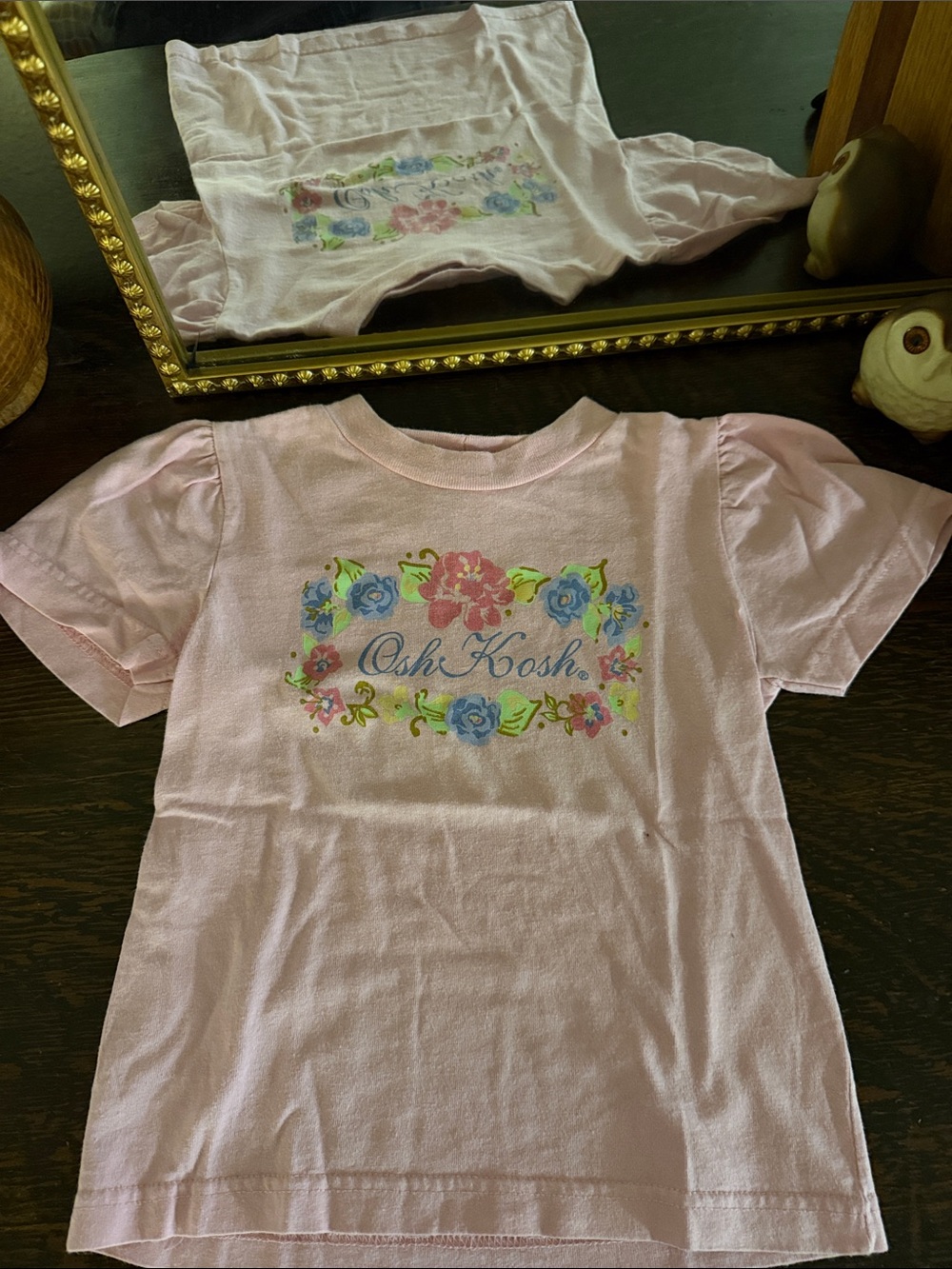 Vintage OshKosh B'gosh Light Pink Tee with Floral Logo